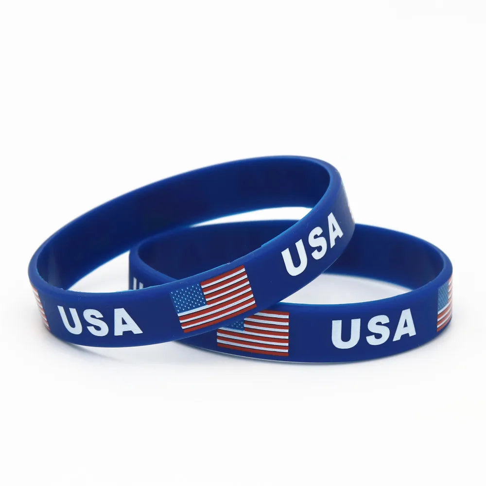 USA Flag Silicone Wristband