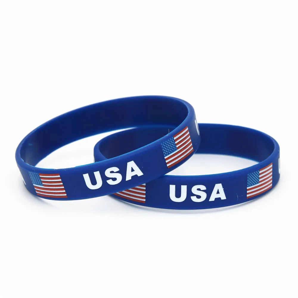 USA Flag Silicone Wristband