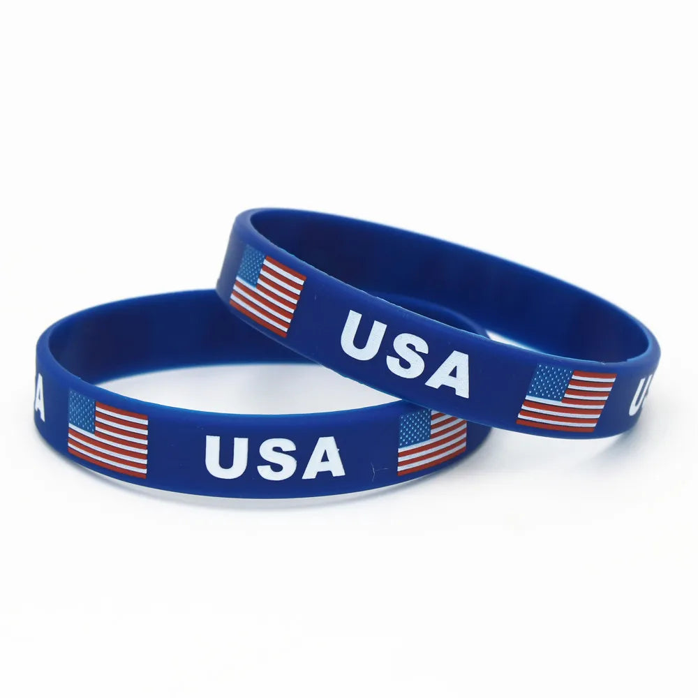 USA Flag Silicone Wristband