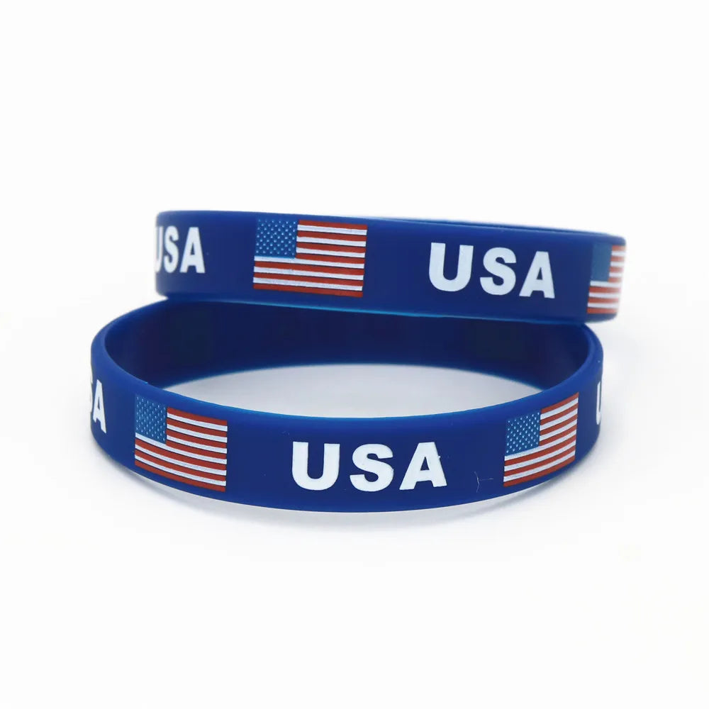 USA Flag Silicone Wristband