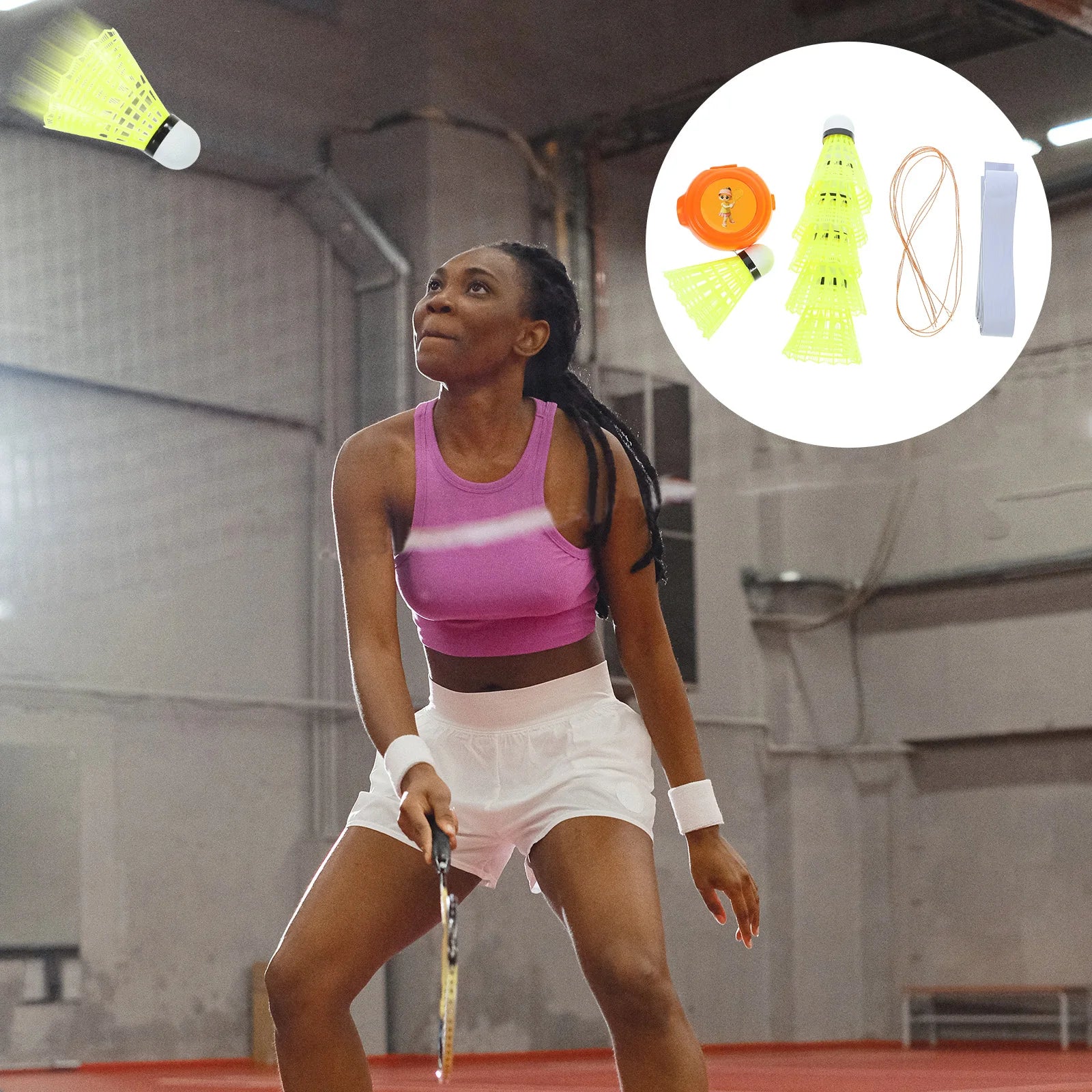 1 set Badminton Trainer Rebounder Set Portable Training Equipment Practice