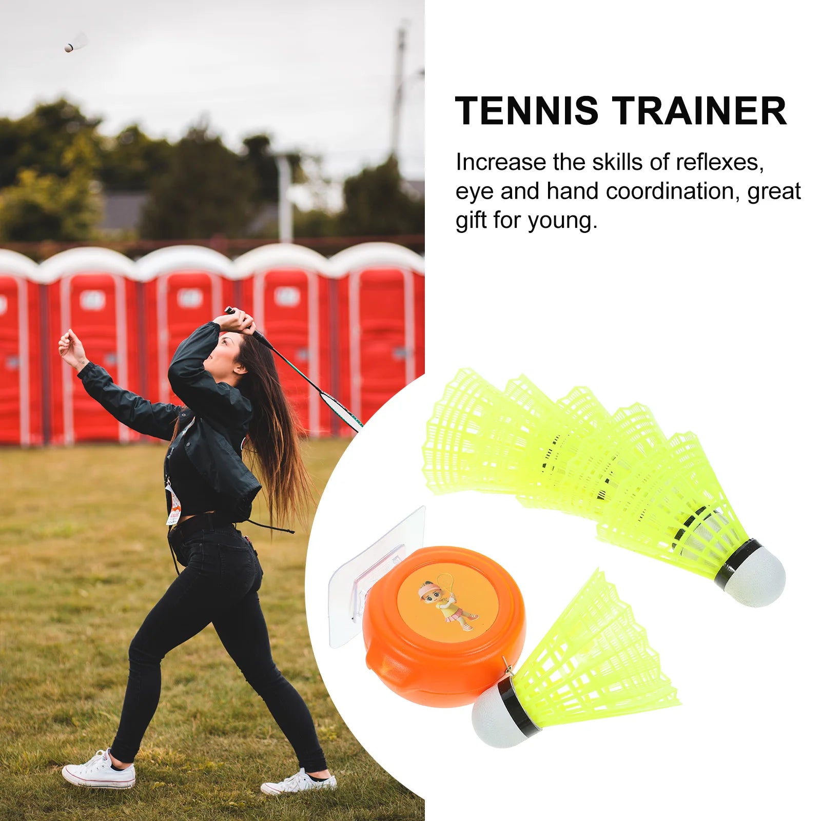 1 set Badminton Trainer Rebounder Set Portable Training Equipment Practice