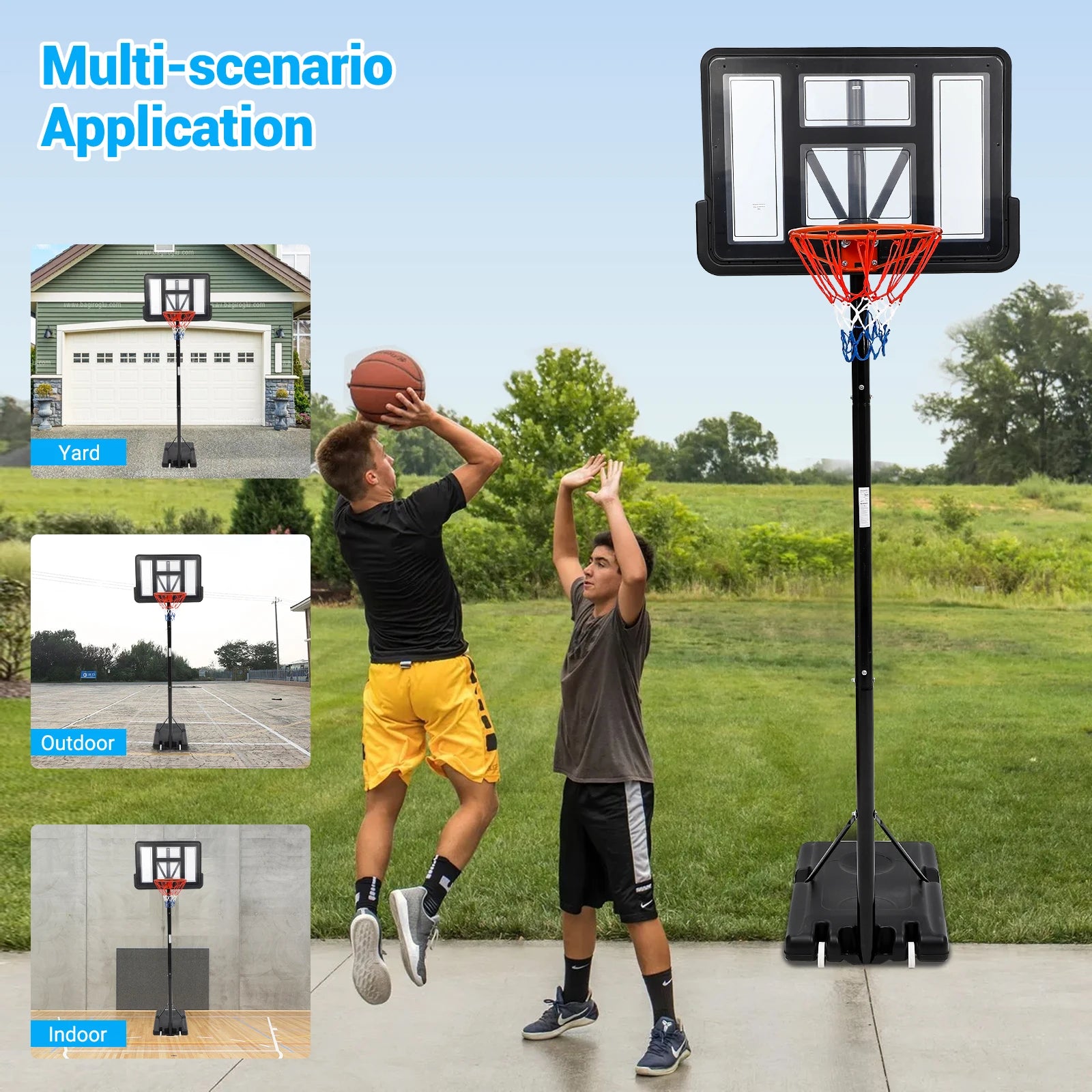 Basketball Hoop Outdoor 5.2ft-10ft Adjustable For Kids Youth Adults