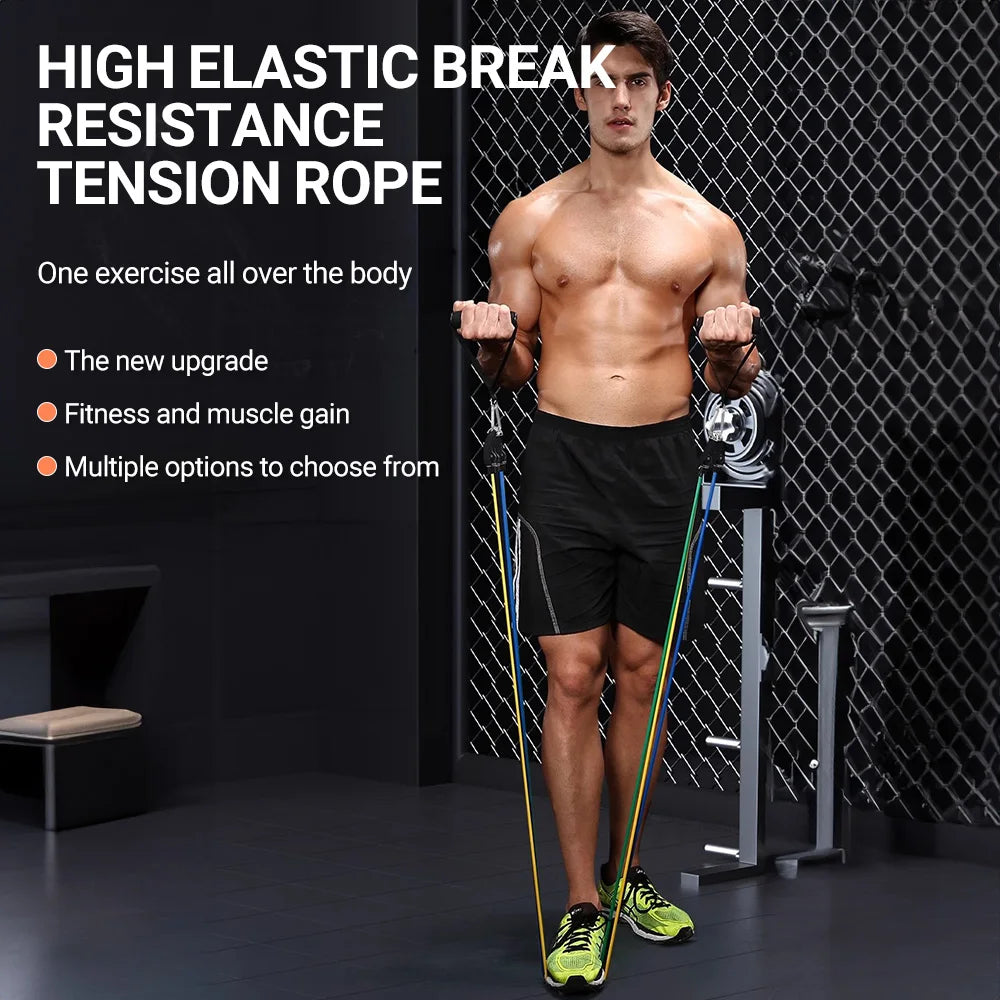 Bodybuilding Resistance Bands Set Multi-function Tensioner Suit