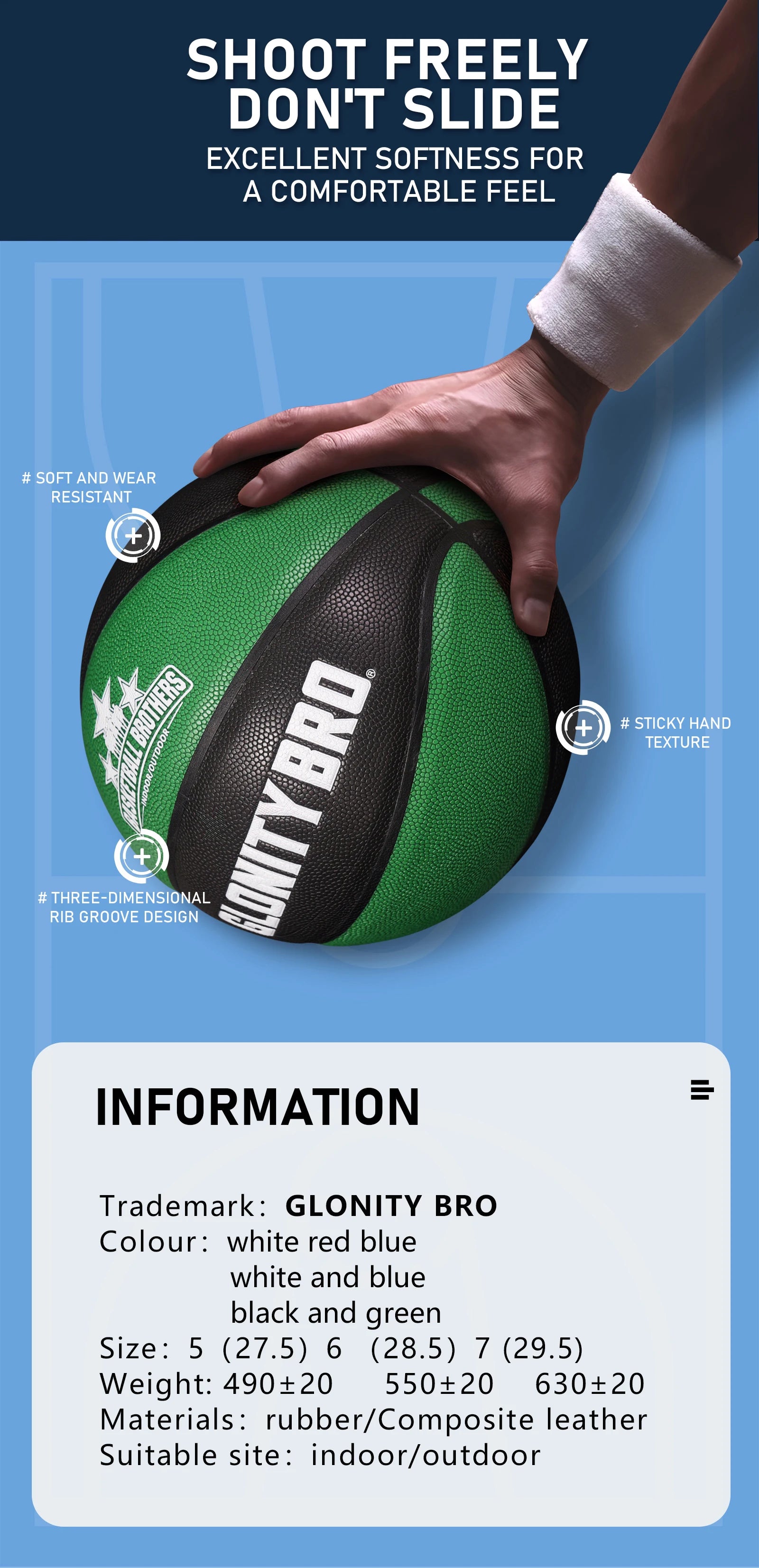 Size 6/7 Training Game Basketball Official Competition Standard Ball