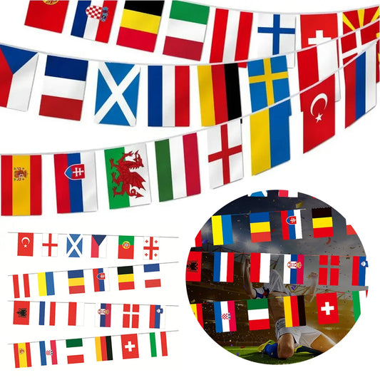 2024 Europe Countries Flag Polyester 7M 24 Countries Hanging String Flags