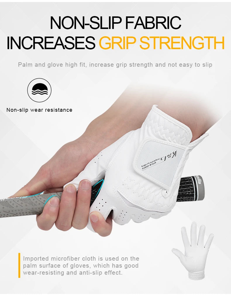High Quality Golf Gloves Men's Gloves Left Hand Soft White Dark Grey Swing Training Granules
