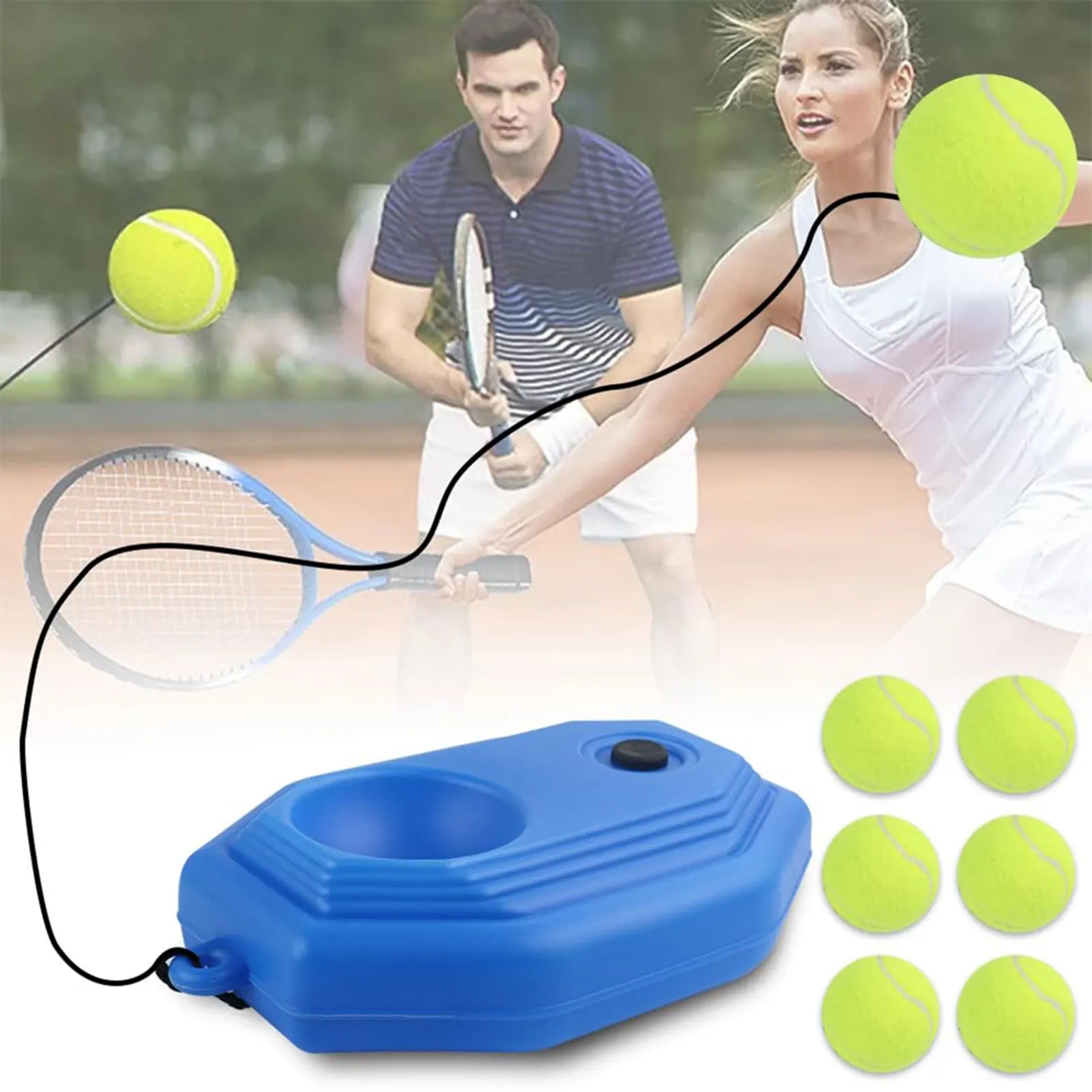 Single Tennis Trainer Heavy Duty Base With Elastic Rope Ball