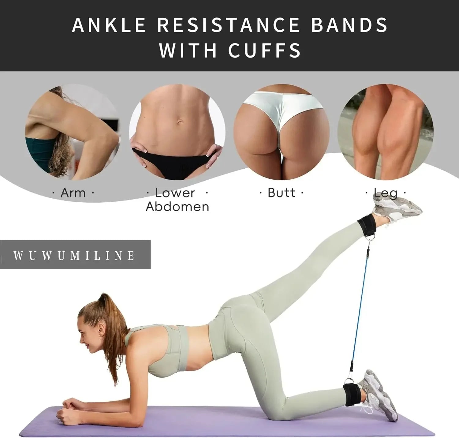 Resistance Bands Set Ankle Straps Adjustable Foot