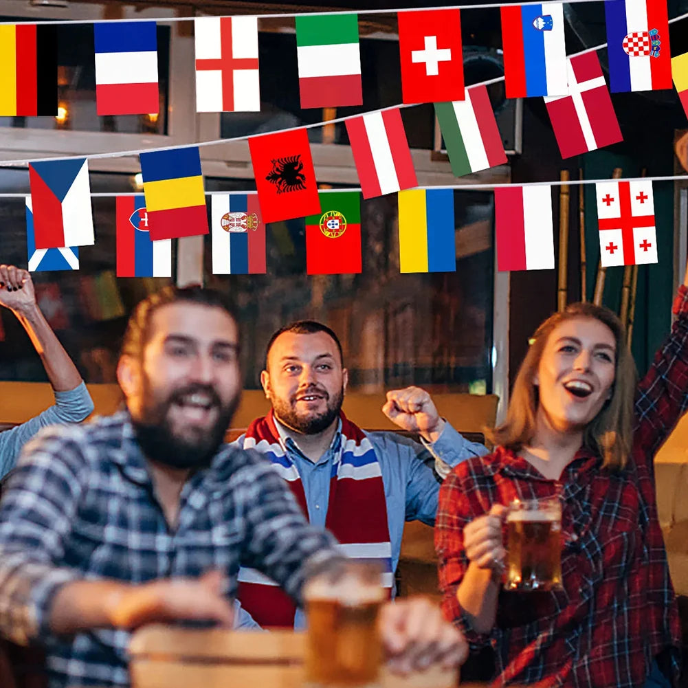 2024 Europe Countries Flag Polyester 7M 24 Countries Hanging String Flags