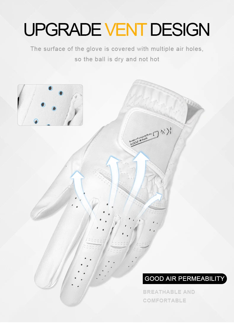 High Quality Golf Gloves Men's Gloves Left Hand Soft White Dark Grey Swing Training Granules