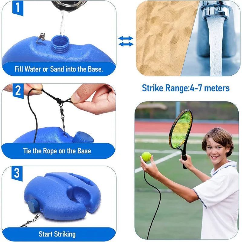 Heavy Duty Tennis Training Aids Base With Elastic Rope Ball Practice