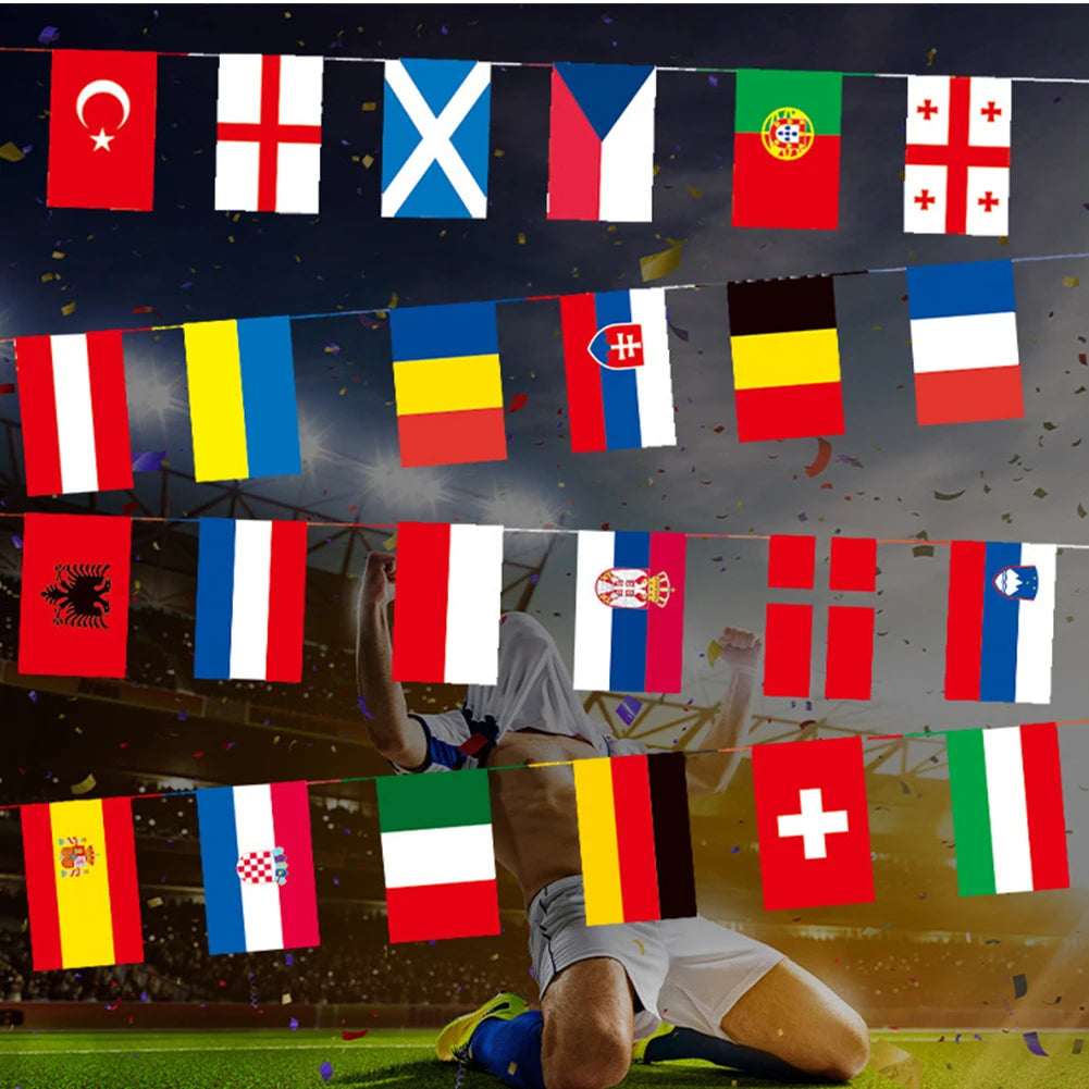 2024 Europe Countries Flag Polyester 7M 24 Countries Hanging String Flags