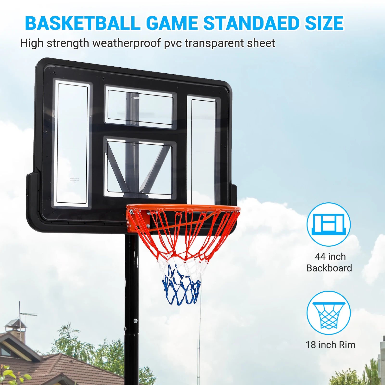 Basketball Hoop Outdoor 5.2ft-10ft Adjustable For Kids Youth Adults