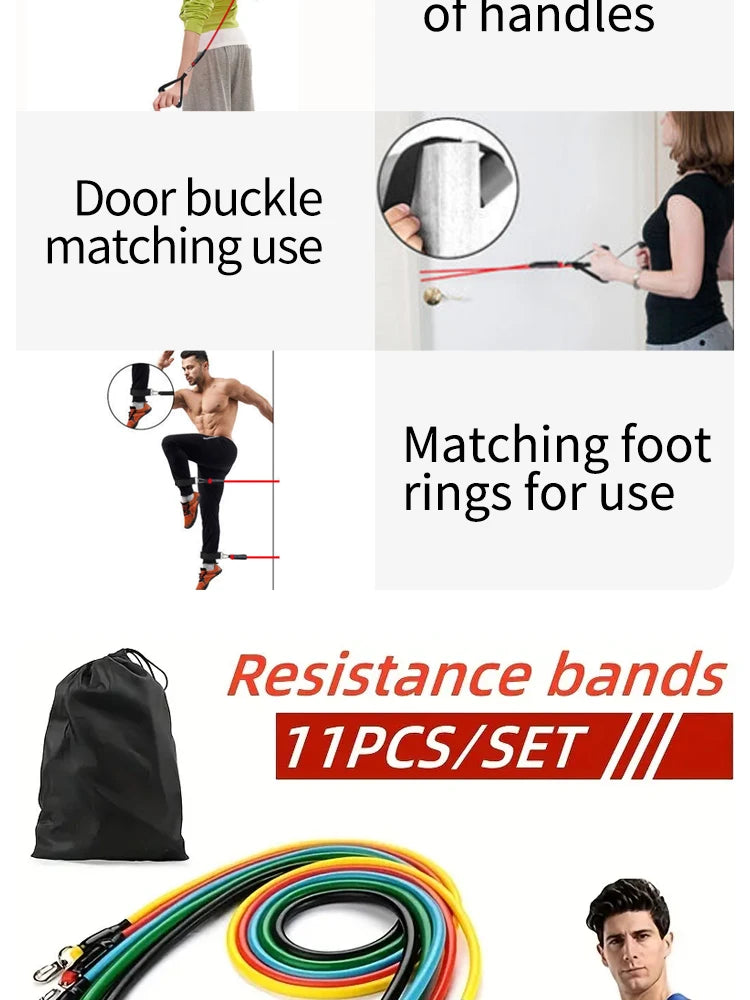 11 Pcs/Set TPE Resistance Band Set Fitness Band