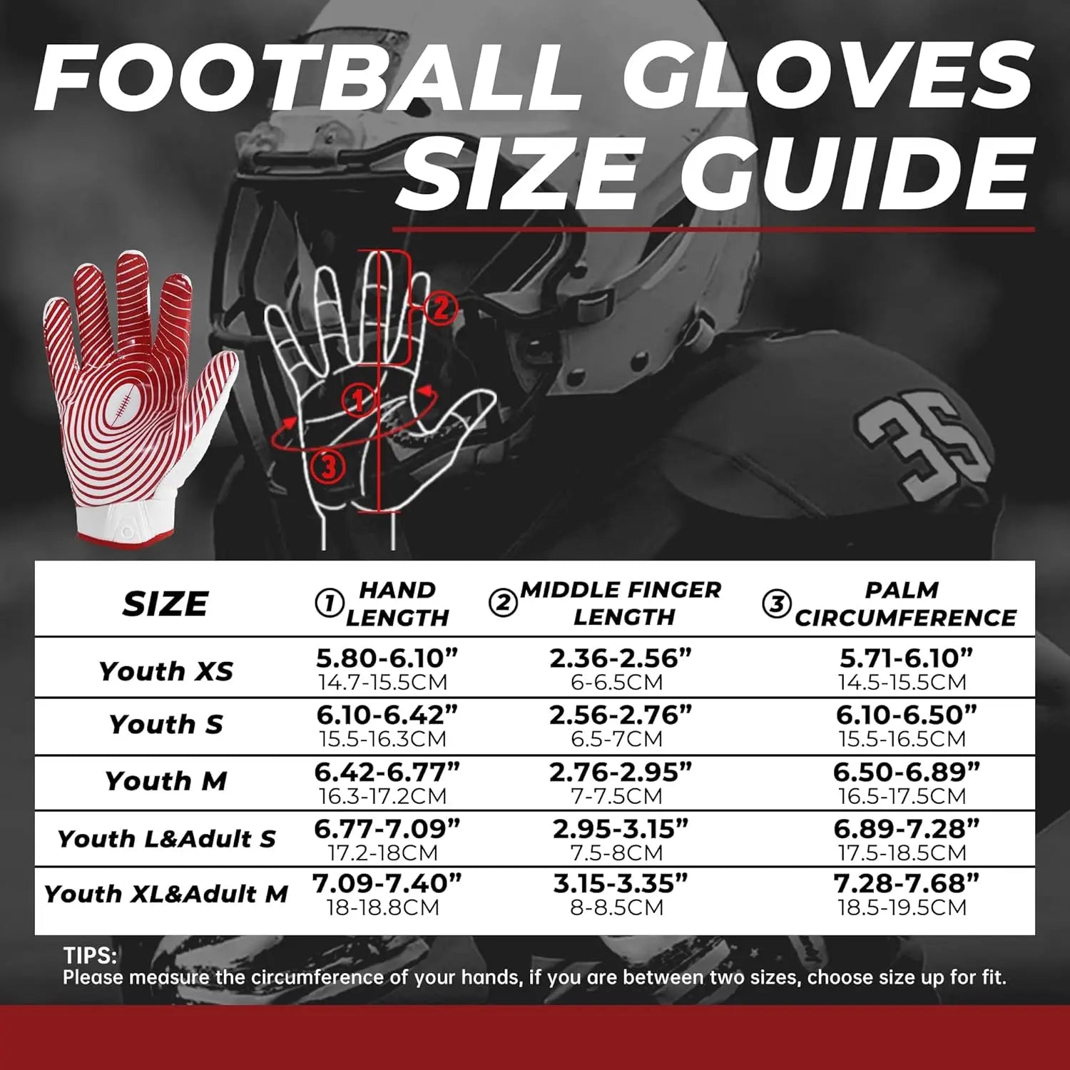 HANDLANDY Youth American Football Gloves for Boys Girls