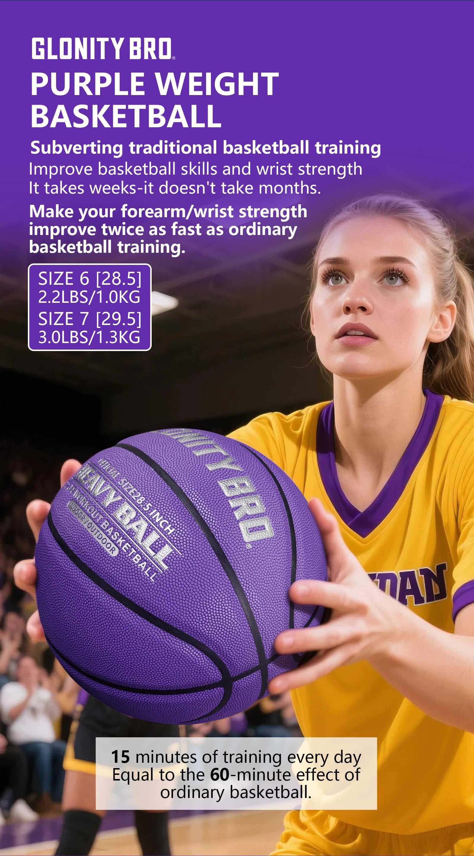 Weighted Training Basketball Women 2.2LBS/28.5'' Adult 3LBS/29.5'' Size6/7 Help