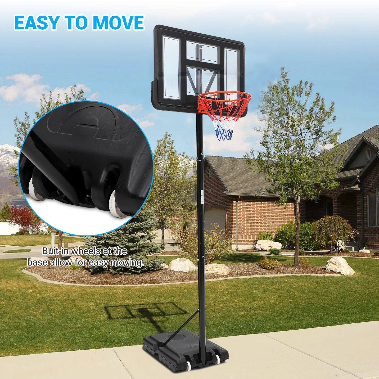 Basketball Hoop Outdoor 5.2ft-10ft Adjustable For Kids Youth Adults