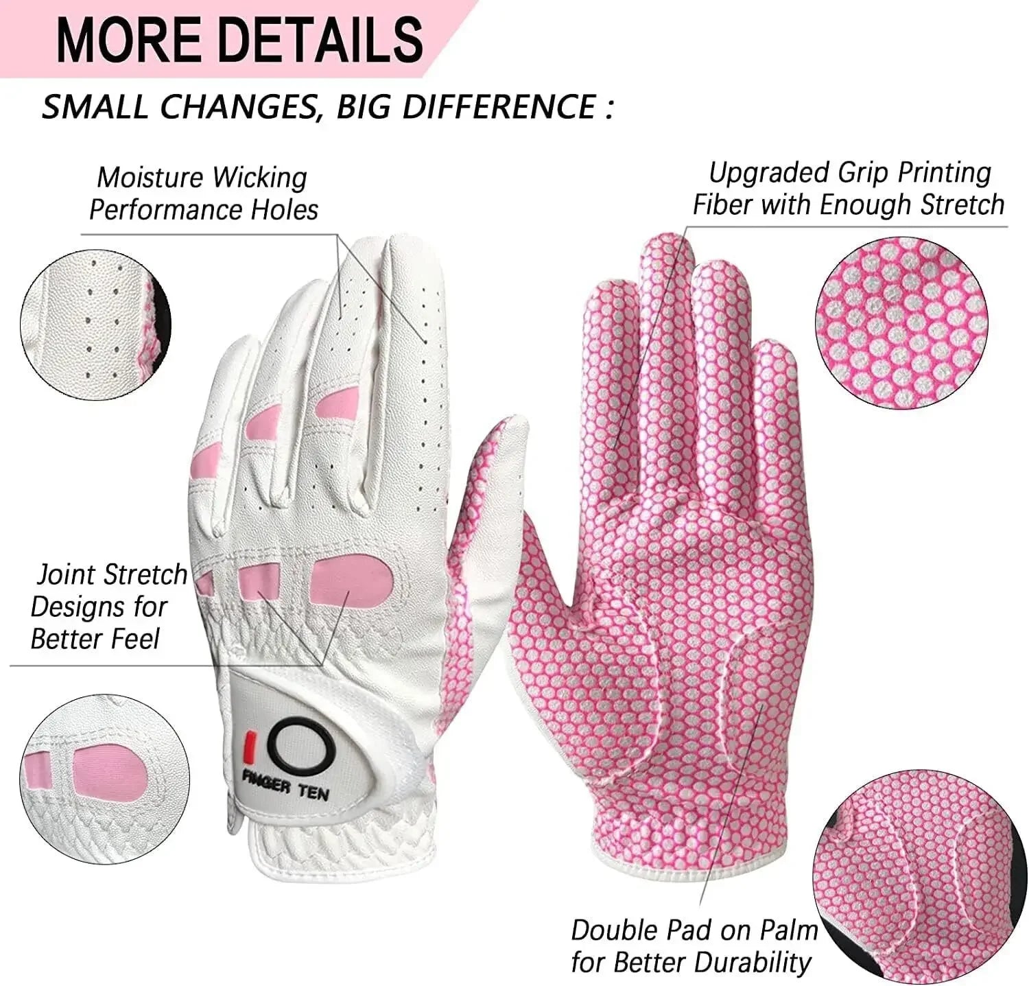 Golf Gloves Women's Ladies Left Hand or Right Handed Grip Weathersof Value 2 Pack