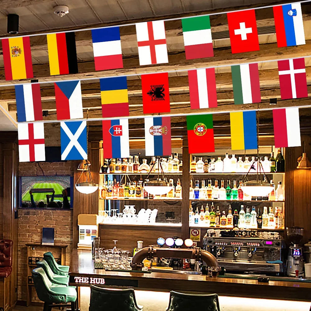 2024 Europe Countries Flag Polyester 7M 24 Countries Hanging String Flags