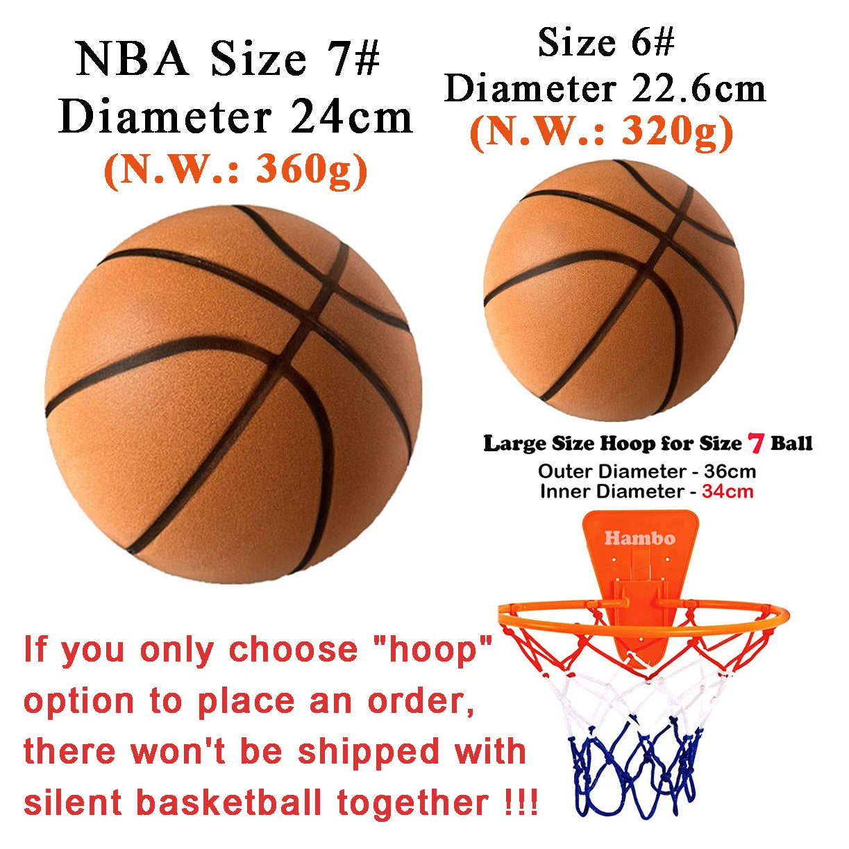 Silent Basketball Size 7#(29.5")6#/5# Dribbling Indoor Grooved Airless Foam