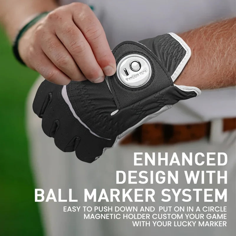 Golf Gloves Men Right Handed Golfer 2 Pack Left Hand with Ball Marker