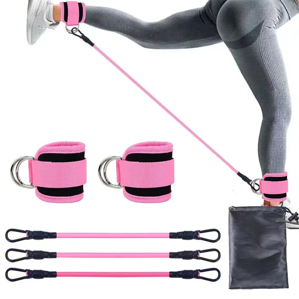 Resistance Bands Set Ankle Straps Adjustable Foot