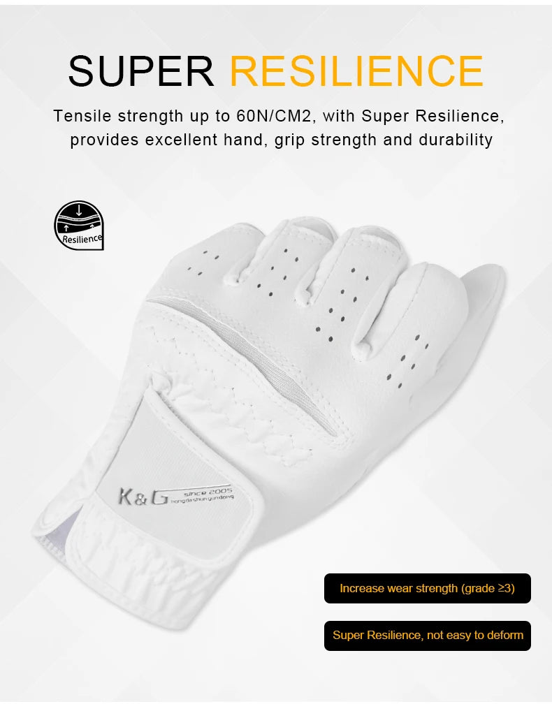High Quality Golf Gloves Men's Gloves Left Hand Soft White Dark Grey Swing Training Granules
