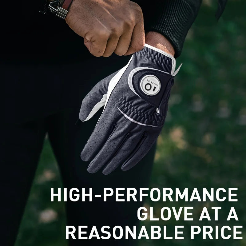 Golf Gloves Men Right Handed Golfer 2 Pack Left Hand with Ball Marker