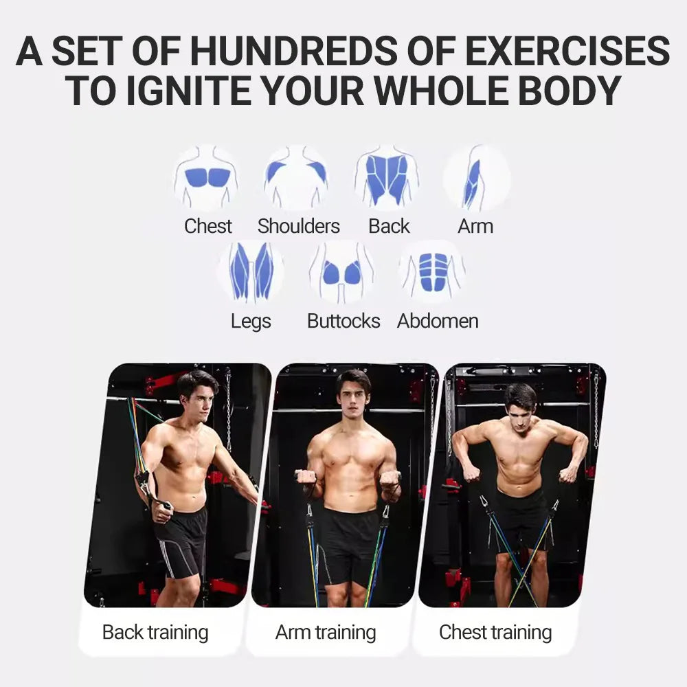 Bodybuilding Resistance Bands Set Multi-function Tensioner Suit