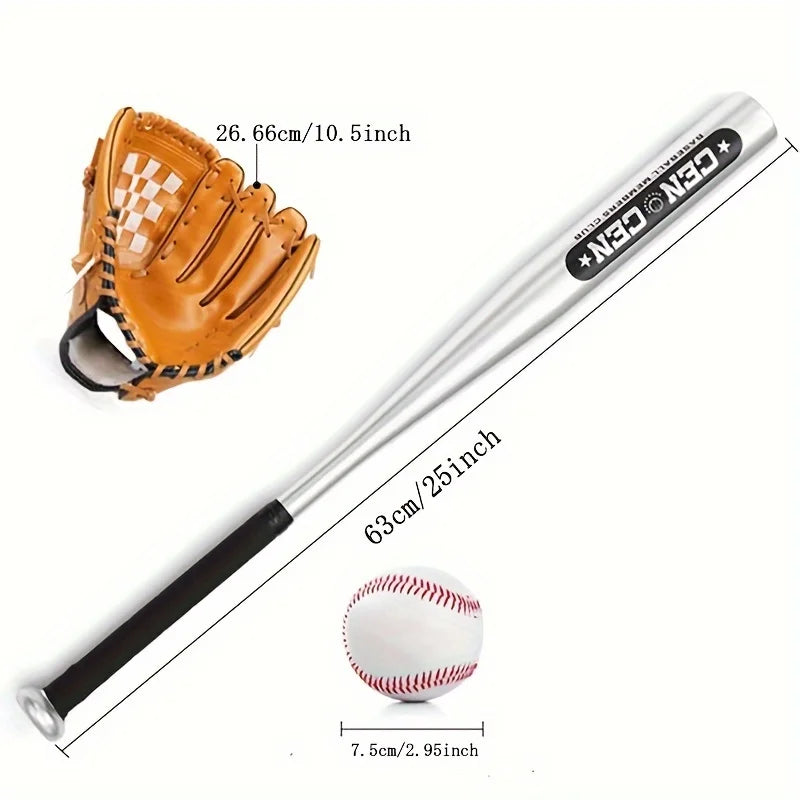Baseball Balls Set 63.5cm Aluminum Alloy Baseball Bat PVC Baseball Glove