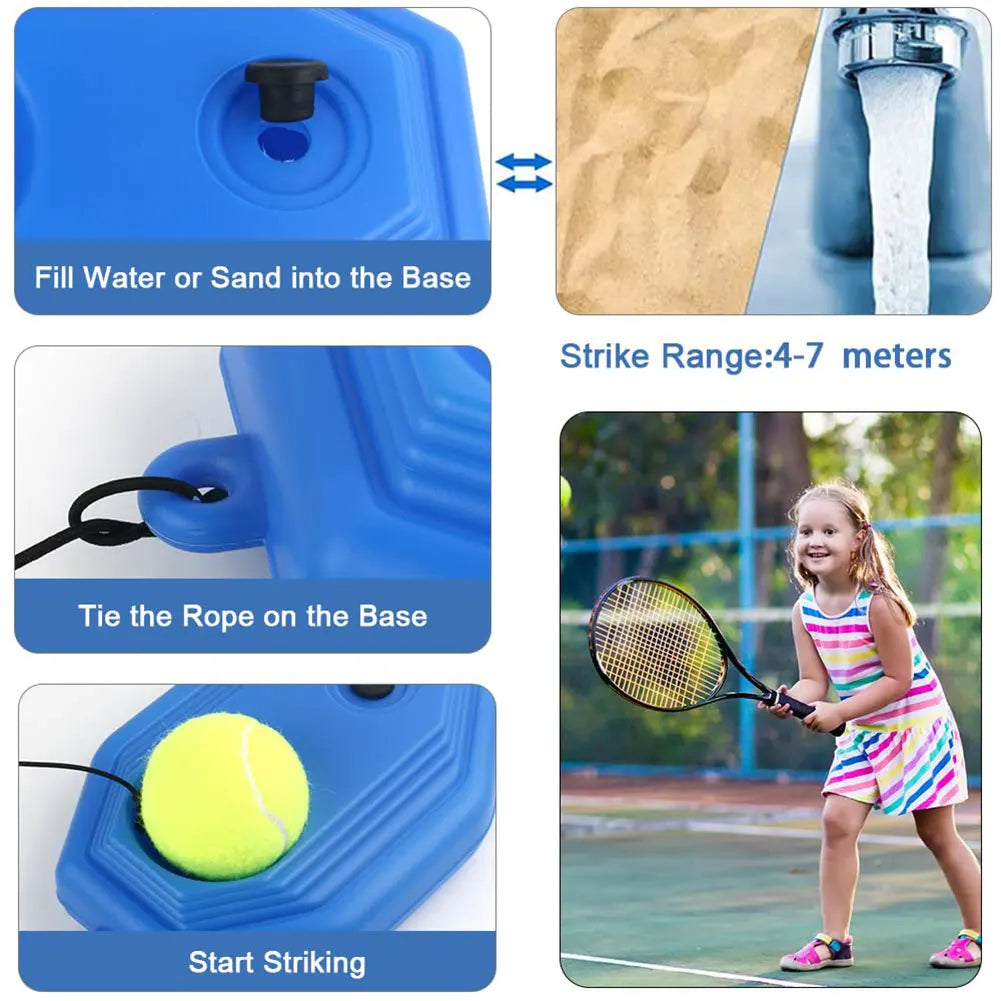 Single Tennis Trainer Heavy Duty Base With Elastic Rope Ball