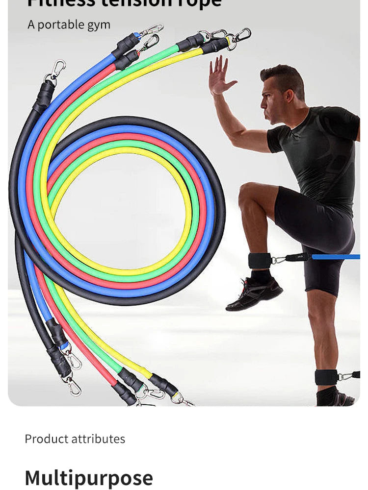11 Pcs/Set TPE Resistance Band Set Fitness Band