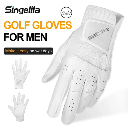 High Quality Golf Gloves Men's Gloves Left Hand Soft White Dark Grey Swing Training Granules