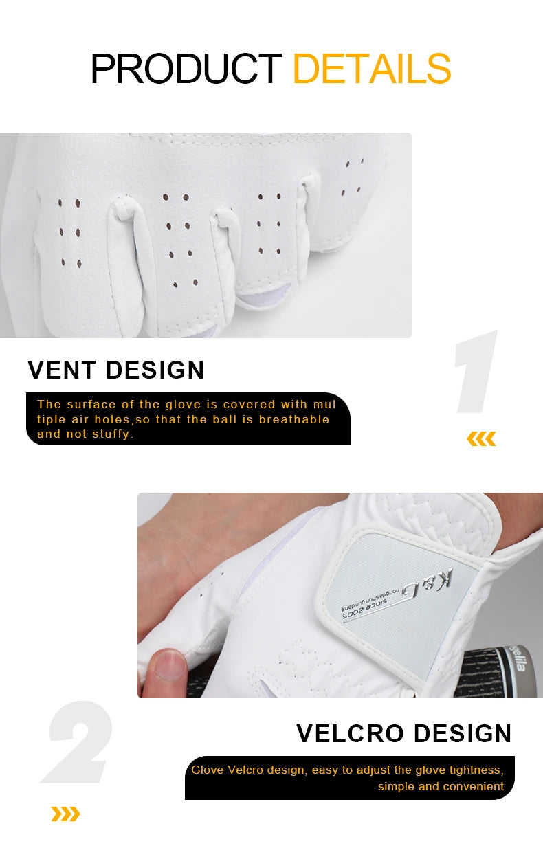 High Quality Golf Gloves Men's Gloves Left Hand Soft White Dark Grey Swing Training Granules